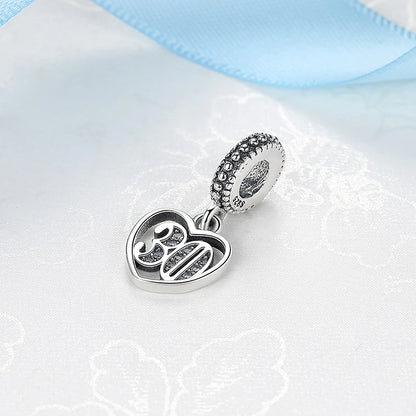 30th Year Milestone Charm in Silver | Heart Crafted Gifts