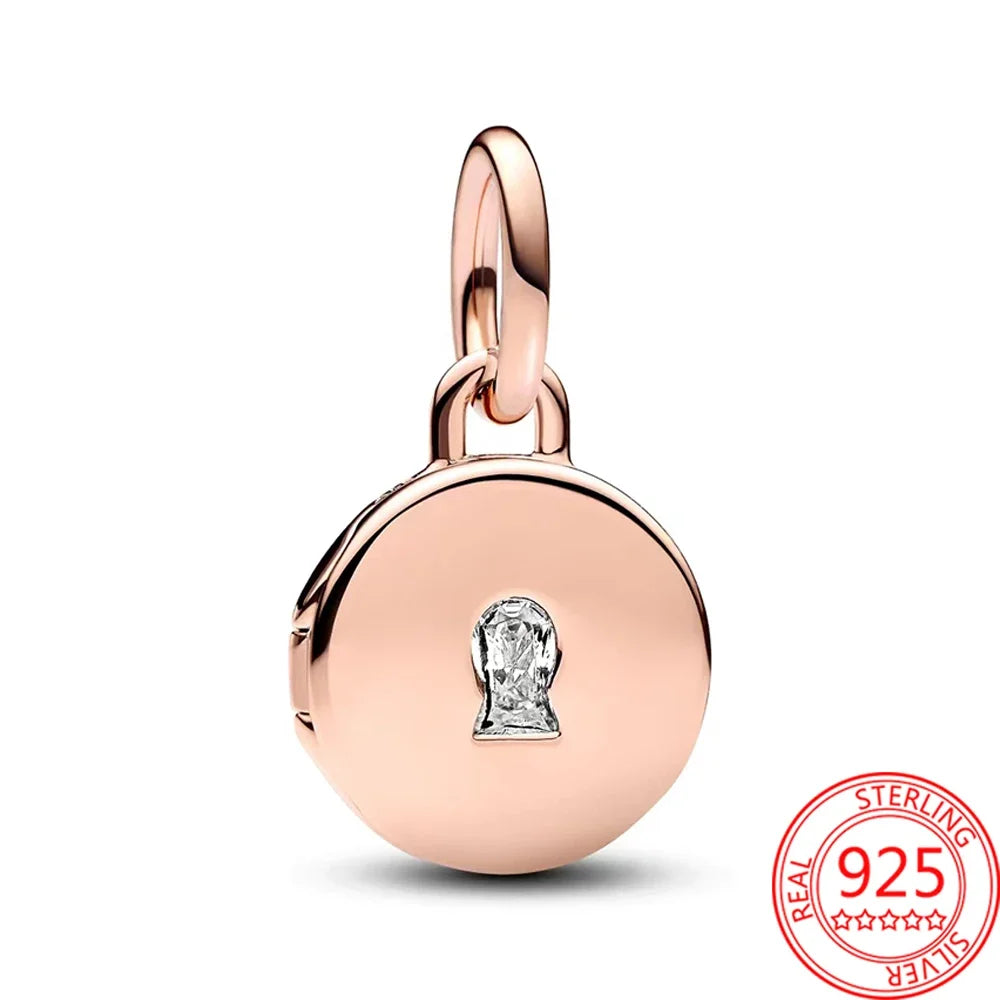 Lock Rose Gold Charms in Sterling Silver
