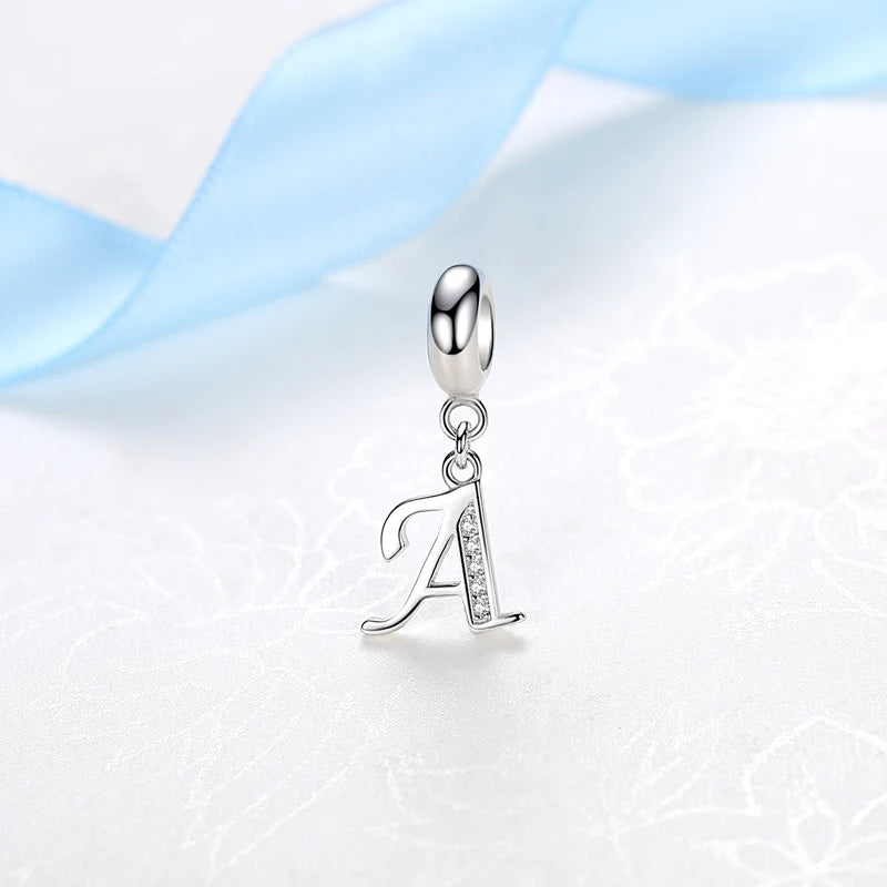 Alphabet A-Z Letter Pendant Charms in 925 Sterling Silver