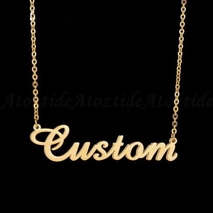 Custom Link Chain Gold Tone Necklace With Your Name