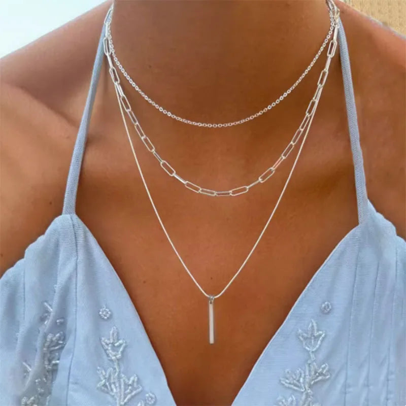 Multi-Layer Minimalist O-Chain Necklaces in Sterling Silver