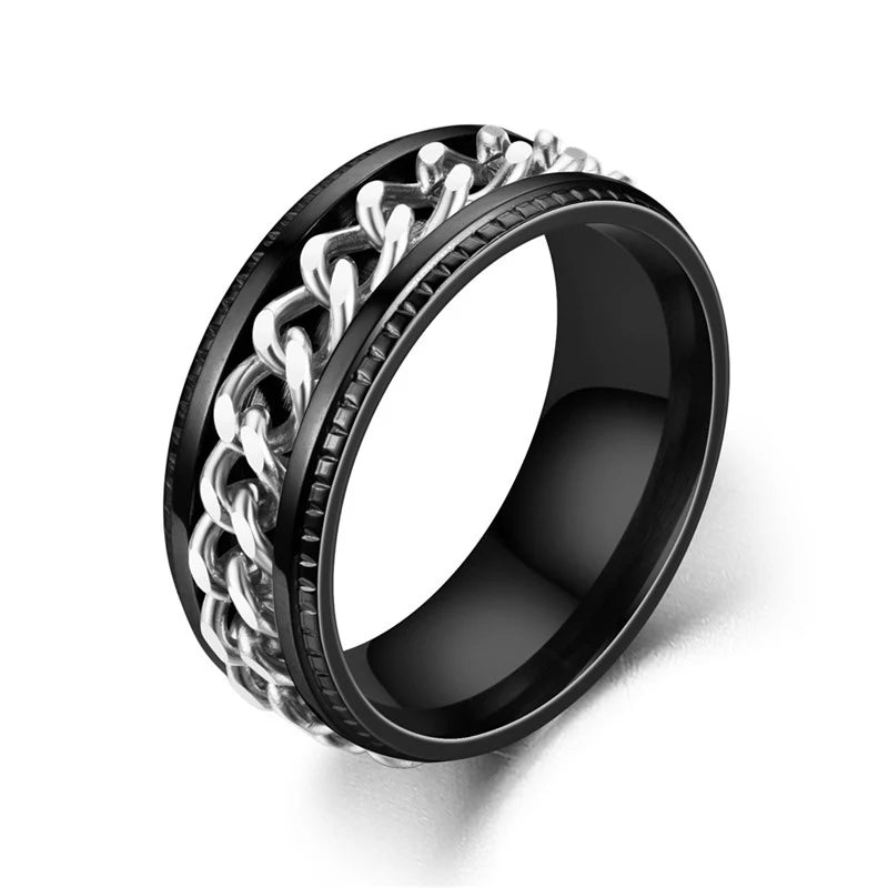 Cuban Chain rotatable Spinner Rings for Men & Women