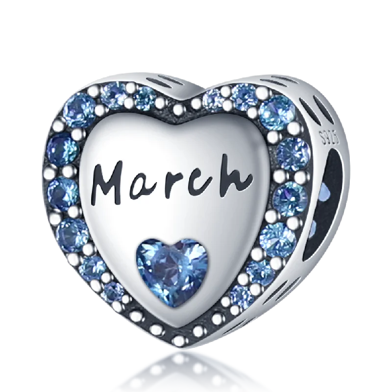 March Heart Birthstone Charms Pandora