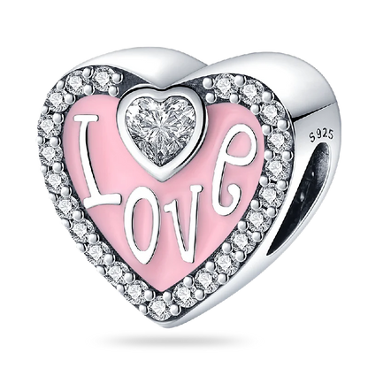 Pink Love Heart Birthstone Charms Pandora