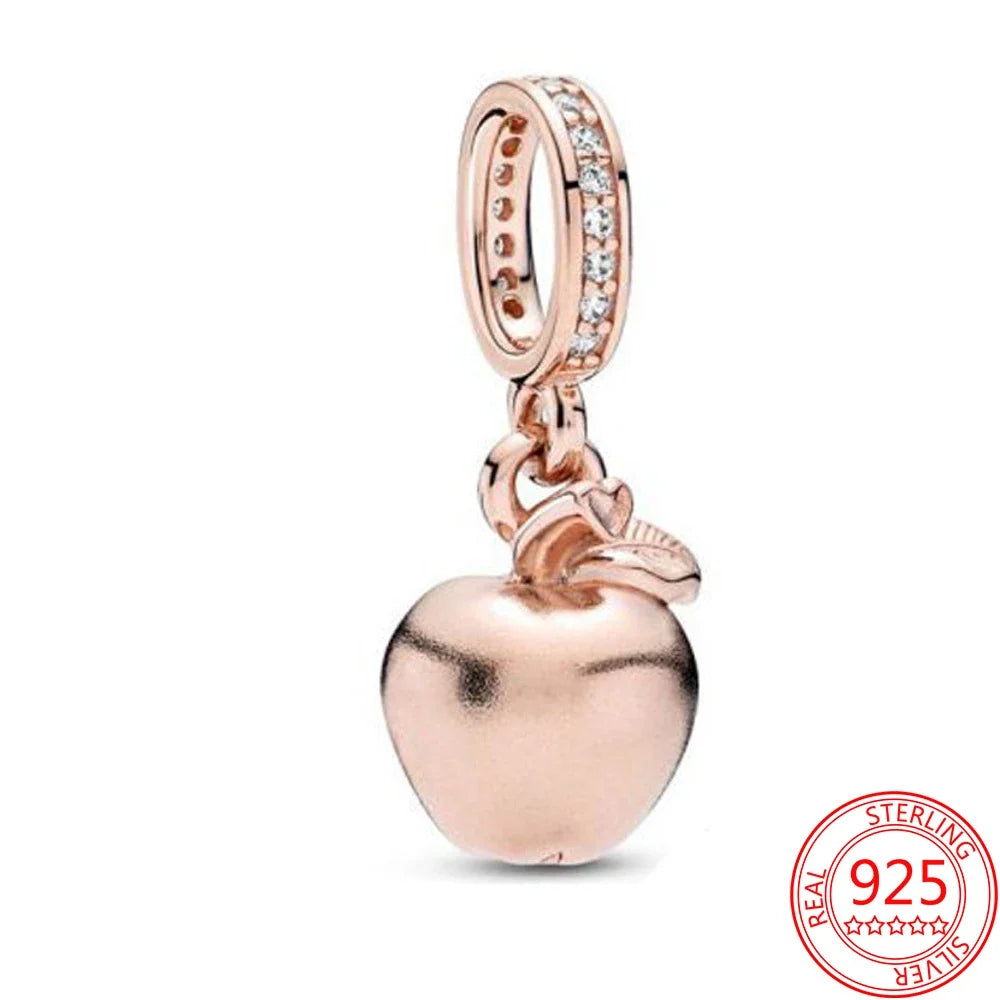 Apple Rose Gold Charms in Sterling Silver