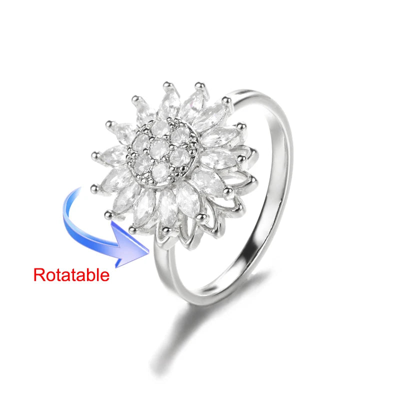 Rotating Flower Ring in Silver at Heart Crafted Gifts