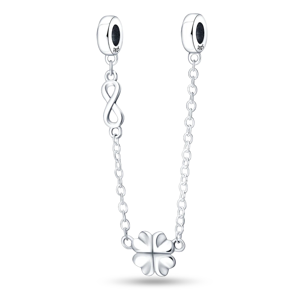 Infinity & Clover Safety Chain Charms for Pandora Bracelet