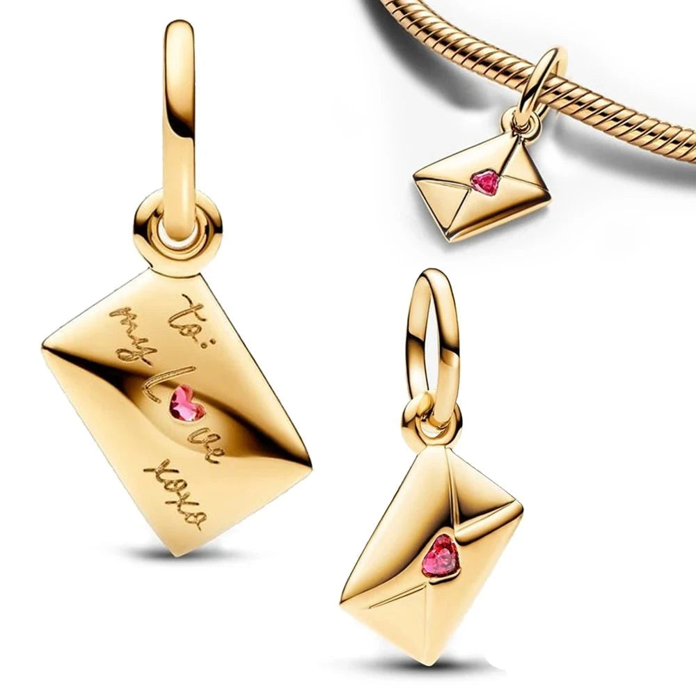 14k Gold Plated Envelop Charms for Pandora Bracelets
