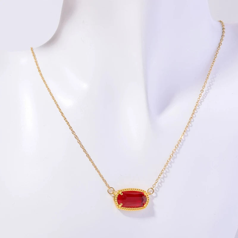 Elegant Gold Tone January Birthstone Necklace