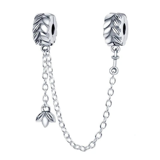 Hanging Bud Safety Chain Charms for Pandora Bracelet