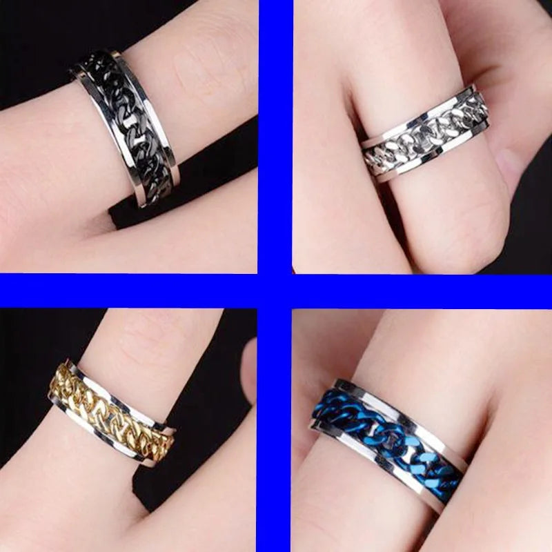 Cuban Chain rotatable Spinner Rings for Men & Women