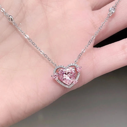 925 Sterling Silver Sparkling Heart Pendant Necklace