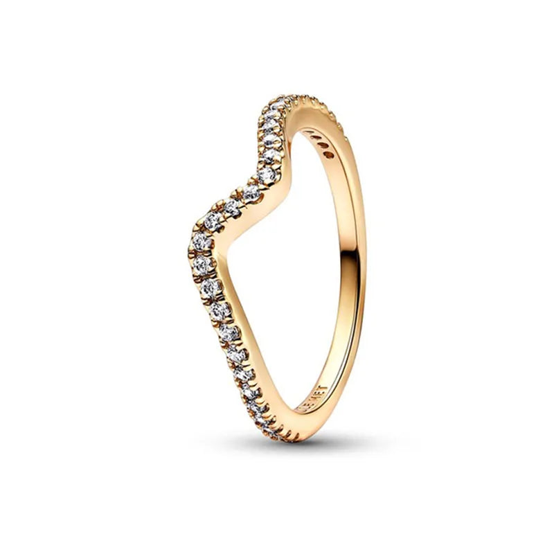 14k Rose Gold Plated Wave Ring in Sterling Silver