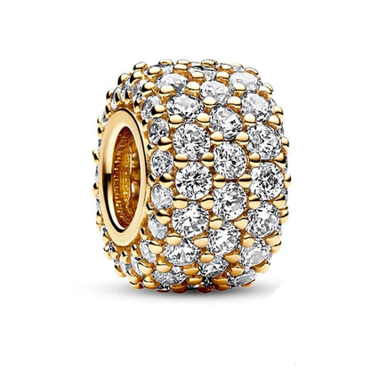14k Gold Plated Sparkling Paved Eternity Charms for Pandora Bracelets
