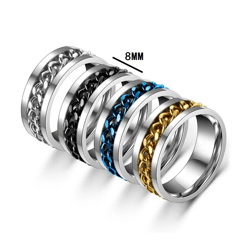 Cuban Chain rotatable Spinner Rings for Men & Women