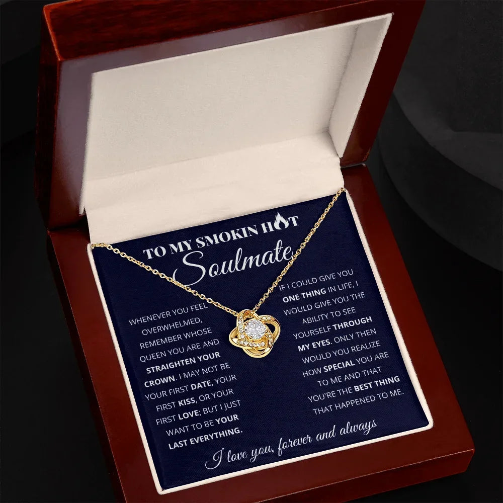 Gift for Soulmate: Gold Plated Necklace with message card in wooden Box