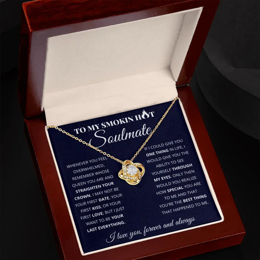 Gift for Soulmate: Gold Plated Necklace with message card in wooden Box