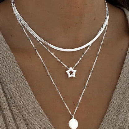 Three-Layer Minimalist O-Chain Necklaces in Sterling Silver