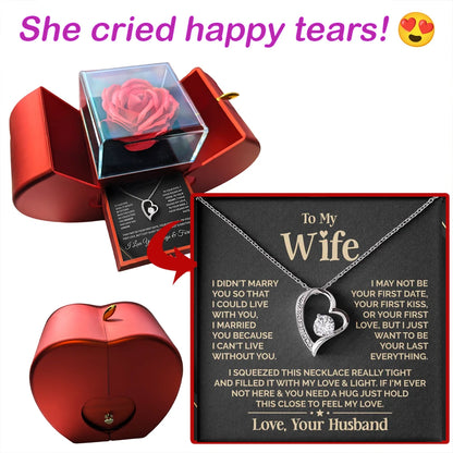 Gift for Wife: Silver Heart Necklace with Message Card & Heart Gift Box