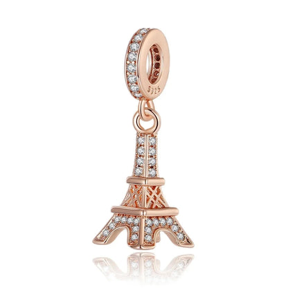 Eiffel Tower Rose Gold Charms in Sterling Silver