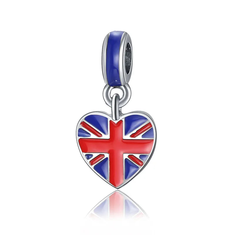 Pandora Travel Charm - UK British Flag Dangling Charm at Heart Crafted Gifts