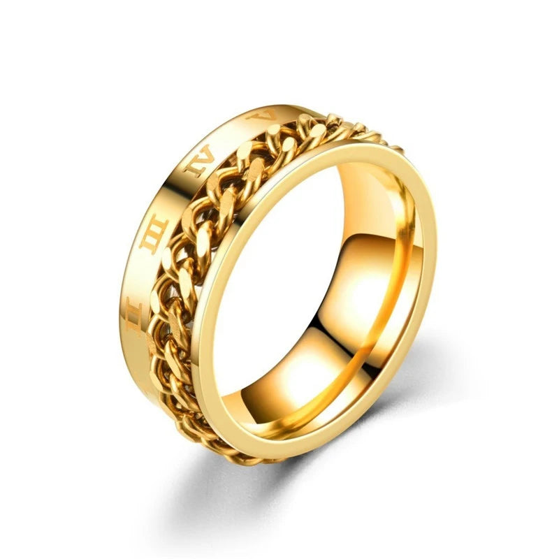 Cuban Chain rotatable Spinner Rings for Men & Women