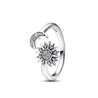 Celestial Sun & Moon Adjustable Ring in 925 Sterling Silver