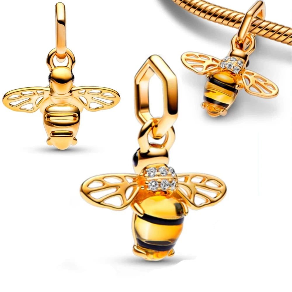 14k Gold Plated Honey Bee Charms for Pandora Bracelets