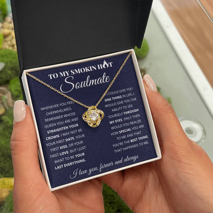 Gift for Soulmate: Gold Plated Necklace with message card in wooden Box