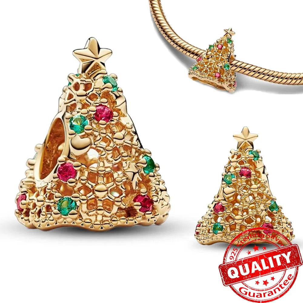 14k Gold Plated Christmas Tree Charms for Pandora Bracelets