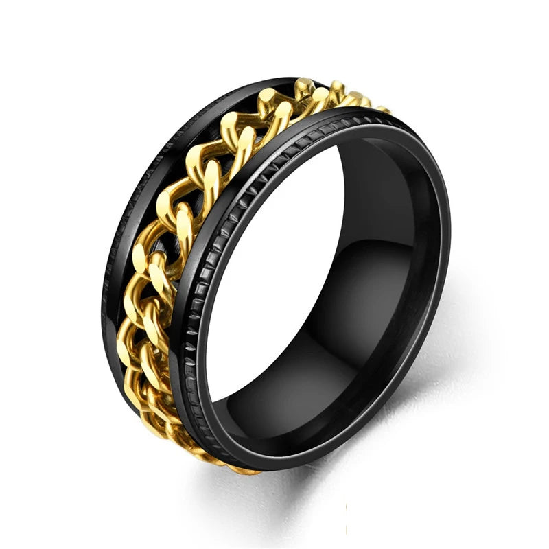 Cuban Chain rotatable Spinner Rings for Men & Women