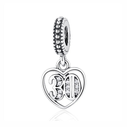 30th Birthday Milestone Charm in Silver | Heart Crafted Gifts