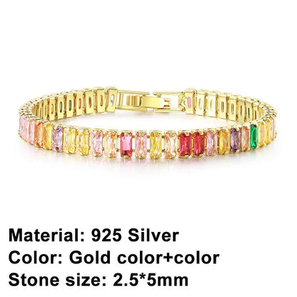 Sterling Silver Tennis Bracelet in Gold rainbow