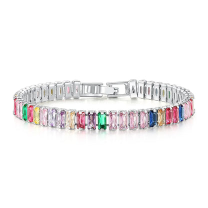 Sterling Silver Tennis Bracelet in Rainbow Silver