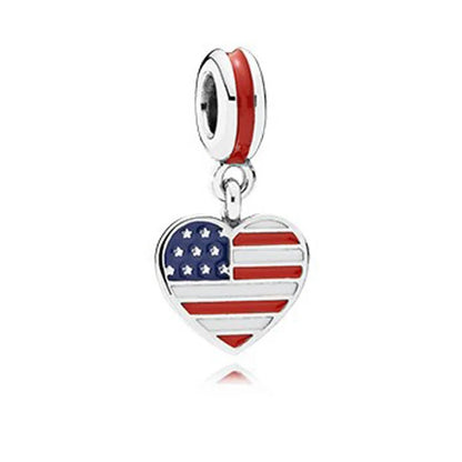 Pandora Travel Charm - USA Flag Dangling Charm at Heart Crafted Gifts