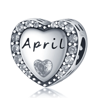 April Heart Birthstone Charms Pandora