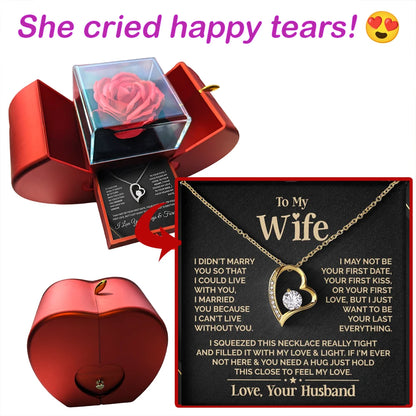 Gift for Wife: Heart Necklace with Message Card & Heart Gift Box