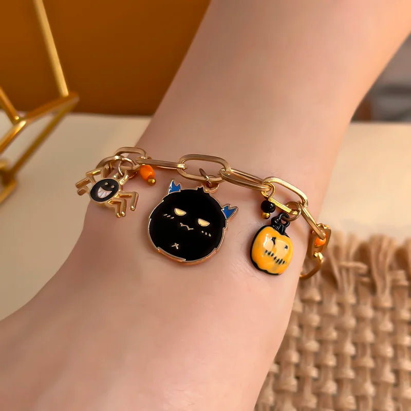 Readymade Halloween Charms Bracelets Black Ghost | Heart Crafted Gifts 