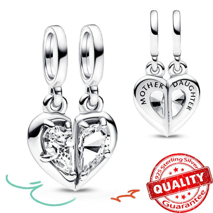 Mother Daughter Silver Charm: Splittable Dangle Charm