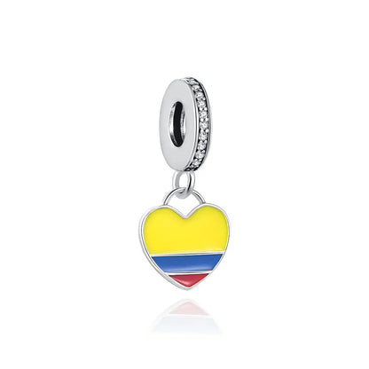 Pandora Travel Charm - Colombia Flag Dangling Charm at Heart Crafted Gifts