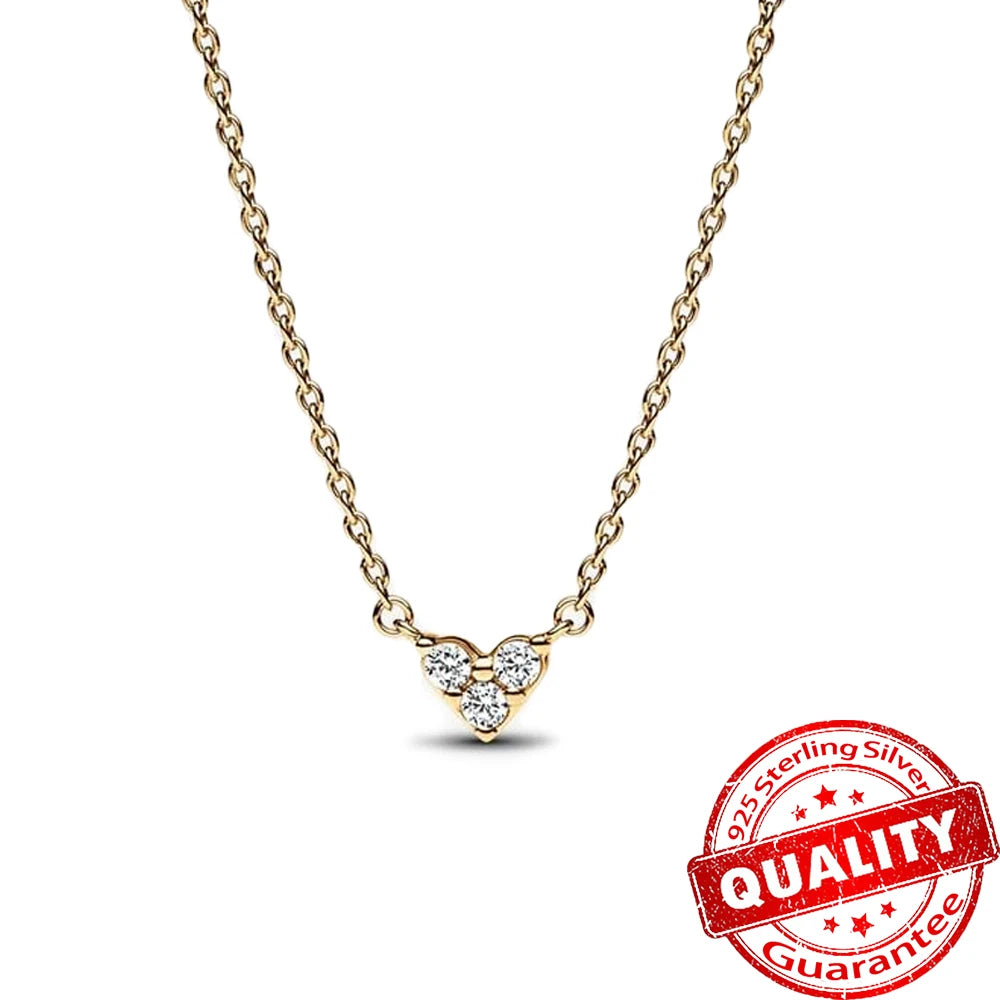 Gold-Plated Double Band Heart Ring Jewelry Set with Necklace, Earrings