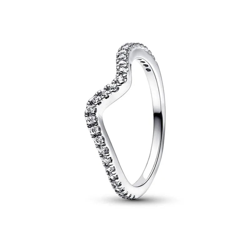 Sterling Silver Sparkling Wave Ring