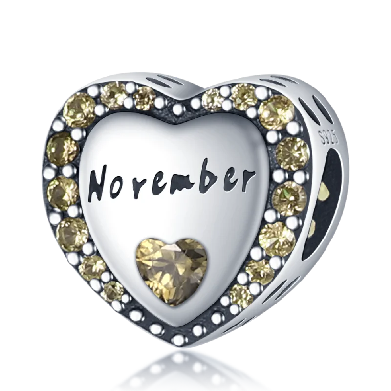 November Heart Birthstone Charms Pandora