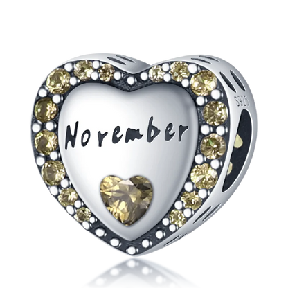 November Heart Birthstone Charms Pandora