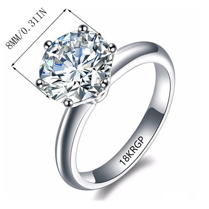 Luxury 18K White Gold Plated Solitaire: Engagement Ring