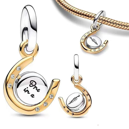 14k Gold Plated Spinning Horseshoe One in a Million Charms for Pandora Bracelets