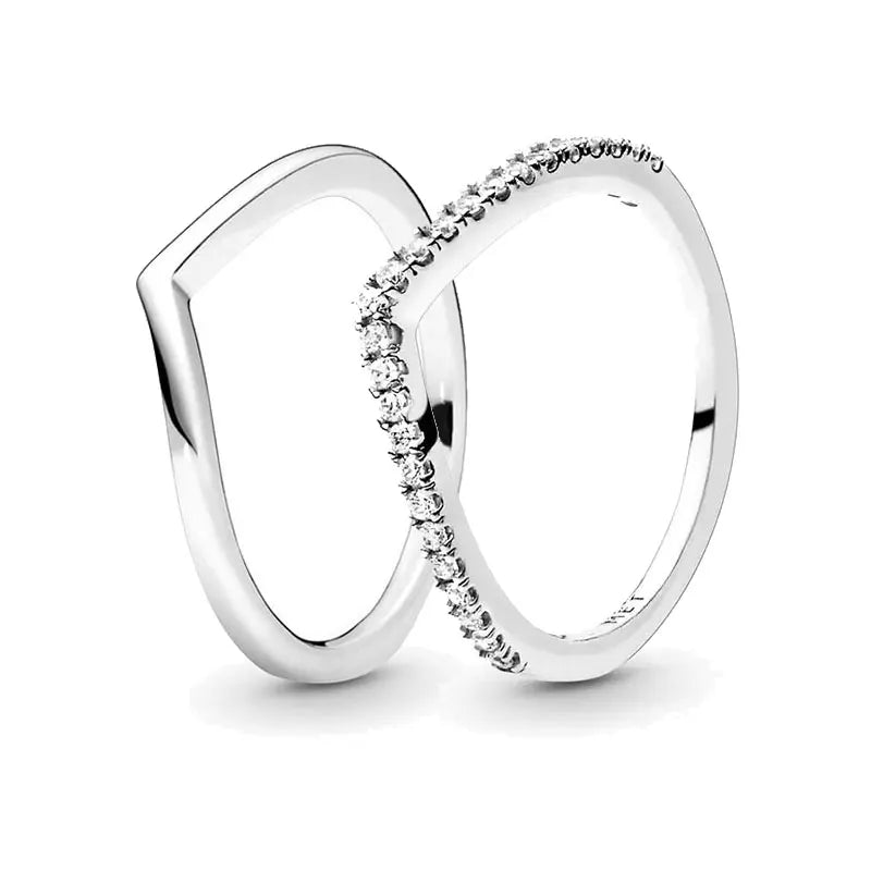 Sterling Silver Wishbone Ring Set: Better Together