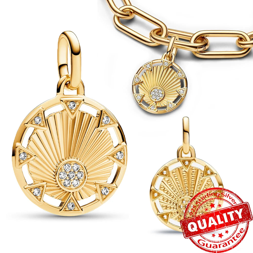 14k Gold Plated Sparkling Circle Charms for Pandora Bracelets