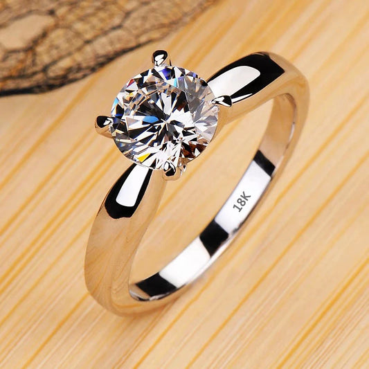 Luxury 18K White Gold Plated Solitaire: Engagement Ring