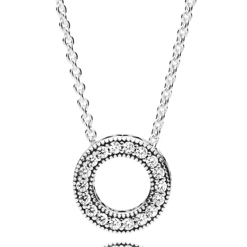 Pave Circle Collier in Sterling Silver